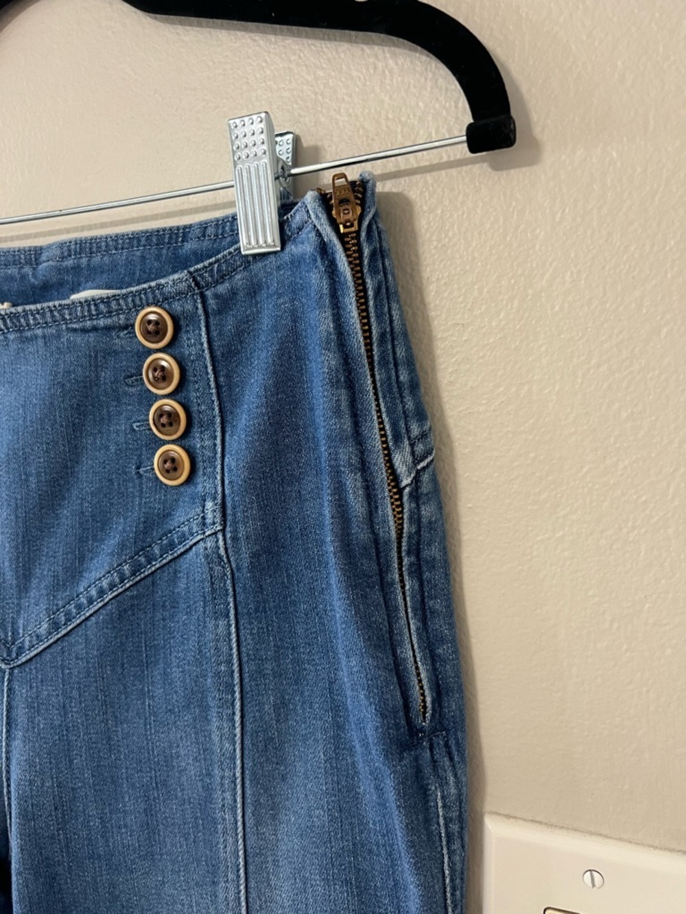 Pilcro Anthropologie High Rise Flare Jeans Button Front Sailor Wide Leg Size 27 - Picture 9 of 14